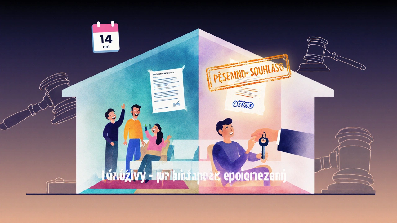 Průhledný byt rozdělený na povolené návštěvy a legální podnájem s právním souhlasem.