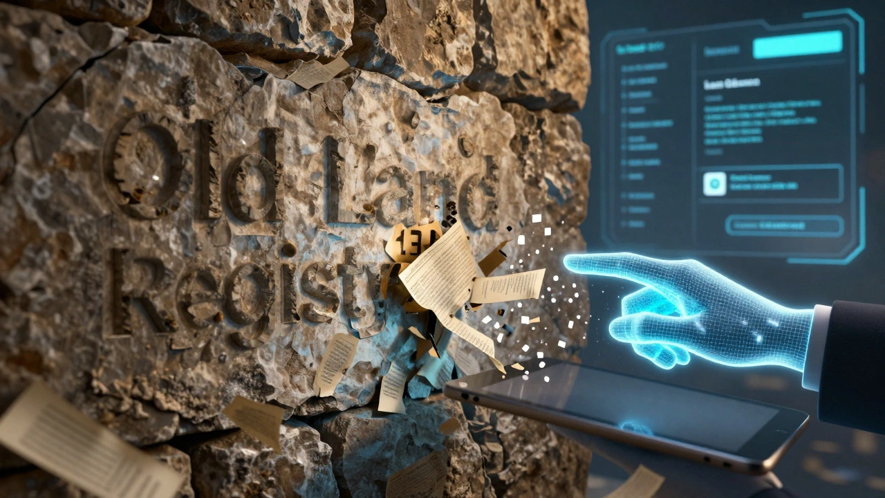 Kamenitá zeď s překrývajícími se jmény, která se mění pod vlivem digitálního opravení.