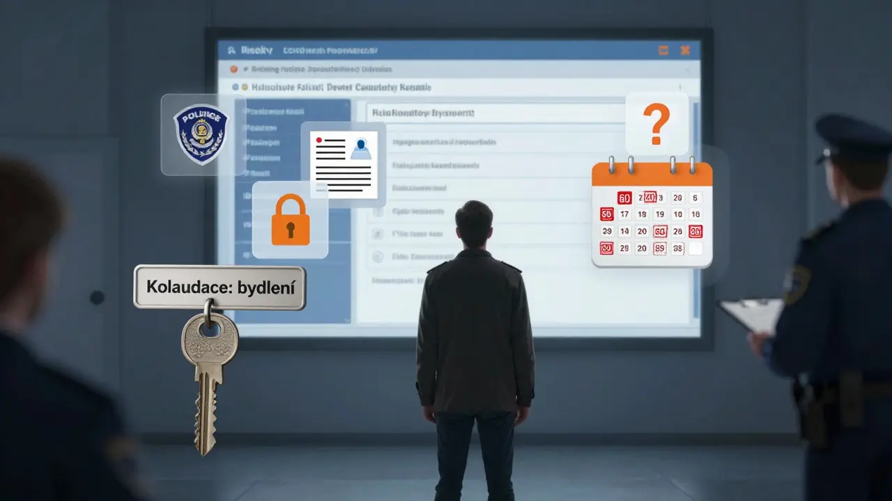 Vlastník bytu před registrem krátkodobého ubytování, kolem něj symboly práva, daní a omezení.