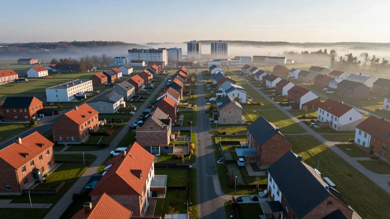 Vzdušný pohled na české obytné čtvrti