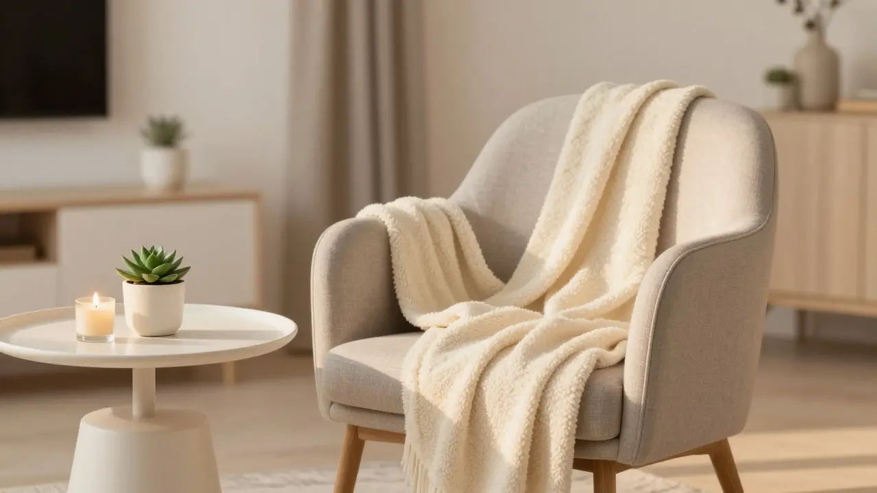 Moderně zařízený a útulný koutek v apartmánu připraveném na prodej.