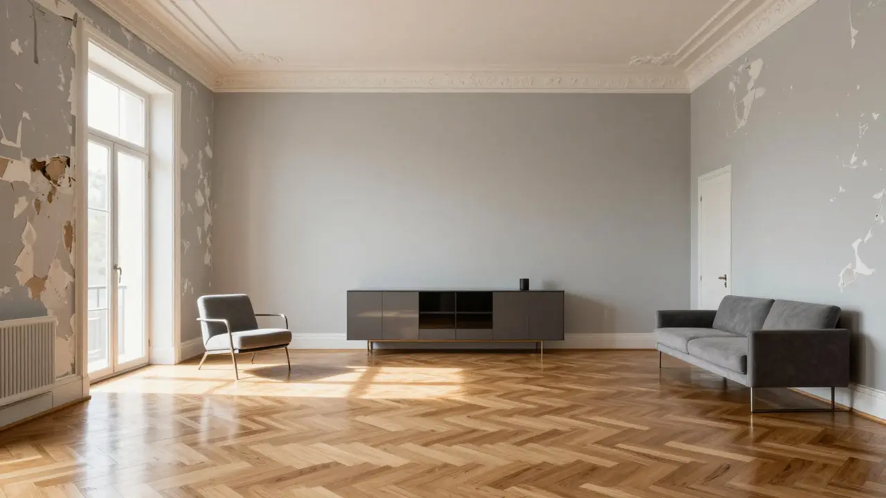 Výsledek virtuální renovace starého bytu do luxusního moderního interiéru.