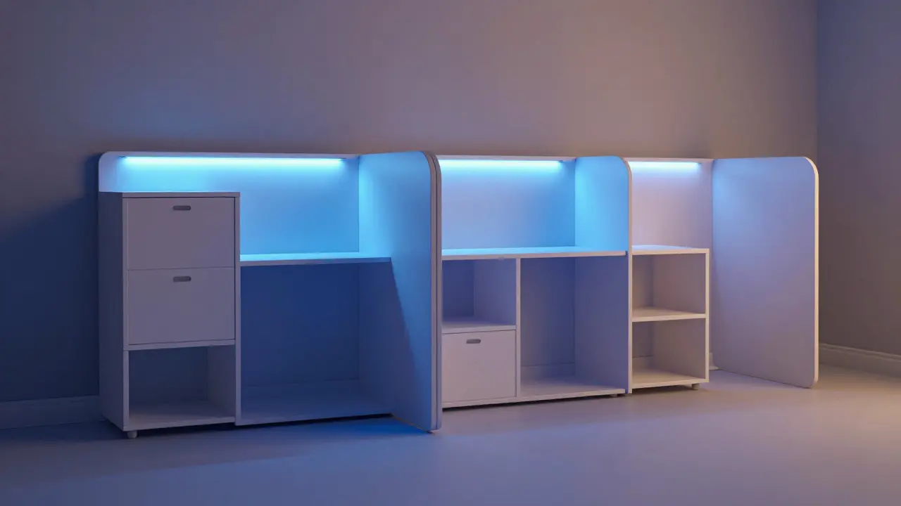 Modulární nábytek s LED osvětlením v dětském pokoji