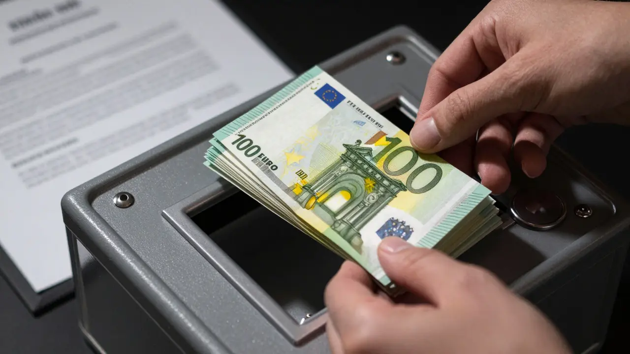 Peníze vkládané do bezpečné schránky při transakci nemovitosti
