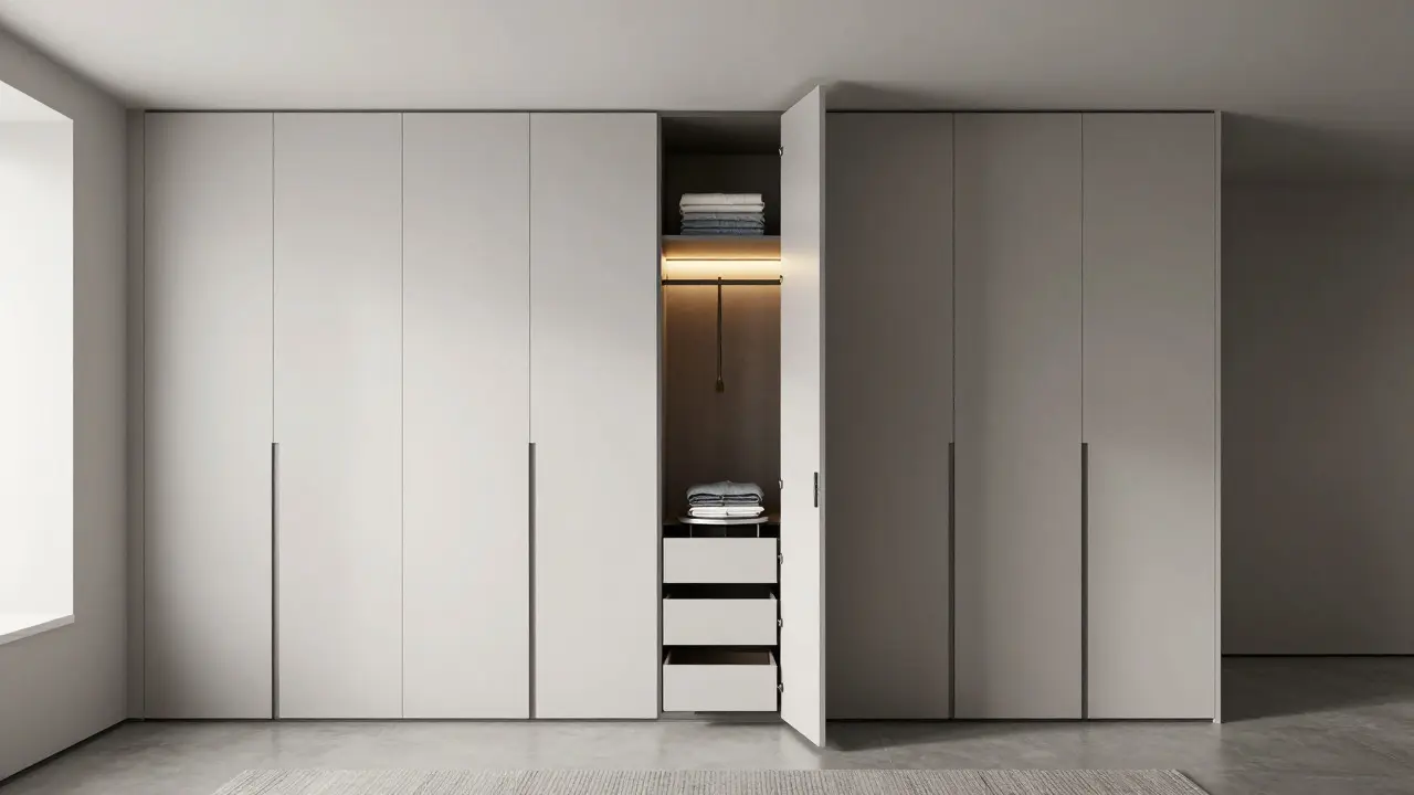 Moderní vestavěná skříň do stropu s LED osvětlením