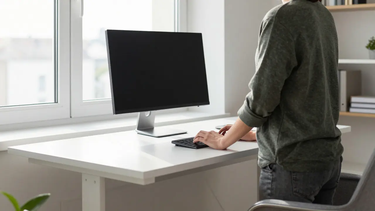 Stojací stůl v home office: Jak správně nastavit výšku a předejít bolestem zad