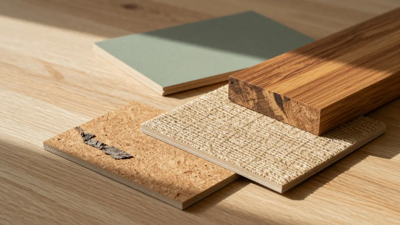 Udržitelné interiérové materiály jako korek, linoleum a masivní dřevo