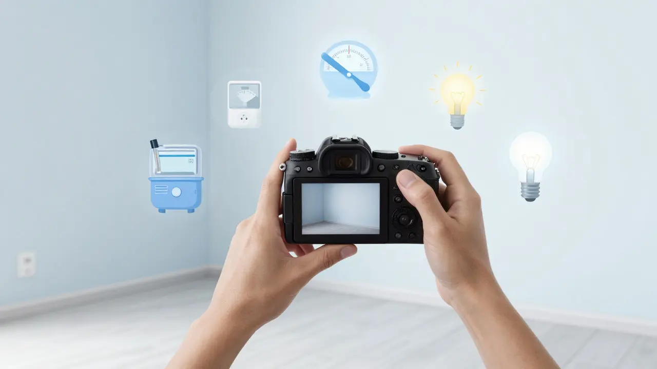 Zápis technického stavu bytu pomocí fotoaparátu a měřičů