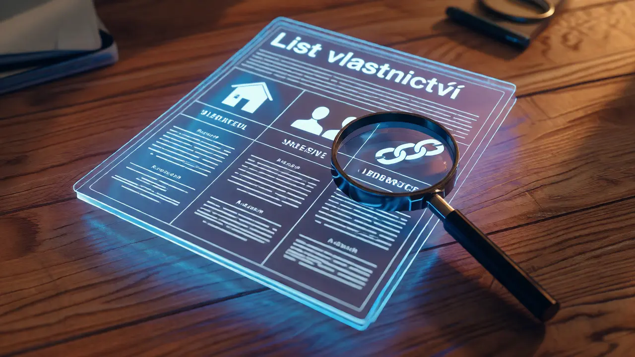 Holografický náhled listu vlastnictví s důrazem na omezení a zástavy