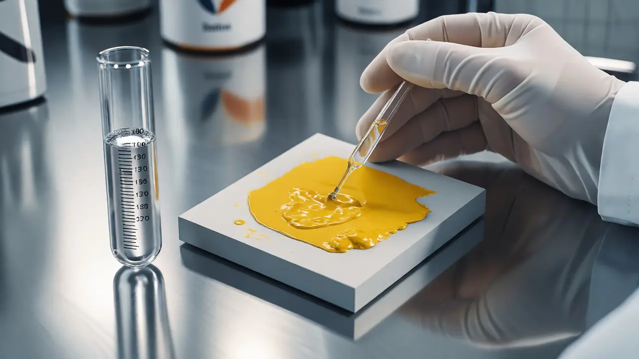 Laboratorní test odolnosti barvy proti syntetickým slinám